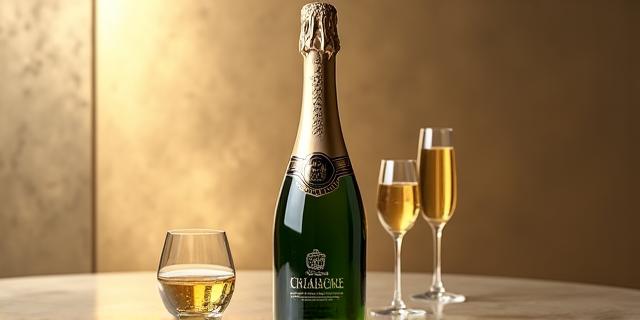 Bouteille de champagne élégante et gravée